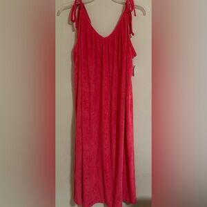NWT Old Navy Tie-Strap Midi Swing Dress Terry Towel Women’s Size 2X Pink